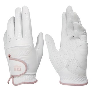 미켈란젤로골프 MICHELANGELO GOLF 女款半羊皮拼接高爾夫手套 (雙手用), 1雙, 白色的