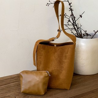 ViVEMO 復古麂皮斜背托特單肩包 12304, 棕色