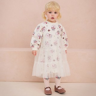 milk mile 女童款艾絲樂小兔拼接網紗長袖洋裝