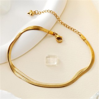 野蜂 醫療鋼女款雙層蛇骨腳鍊 + 禮品包裝組