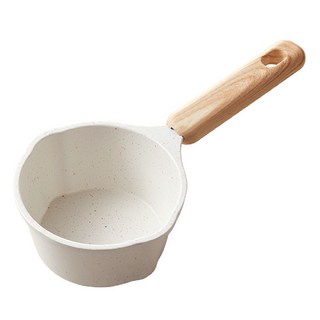 鼎匠 麥飯石不沾迷你雙導流口潑油鍋 米白色灑麥飯石紅點, 1個, 10cm