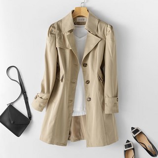 Goodif 女款標準版型日常中長版風衣外套