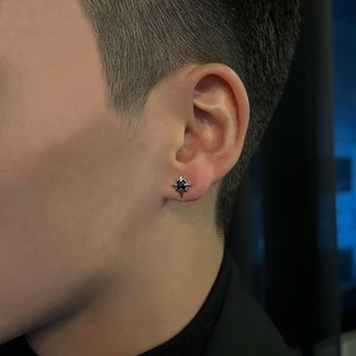 Peonist 北極星時尚耳環 2入 黑色