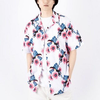lxt 男士防皺涼感酷涼寬鬆版開襟領夏威夷短袖襯衫