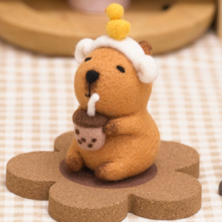 Simple Line 羊毛氈水豚君家族 DIY 材料包 羊角頭水豚君, 1套, 混和色