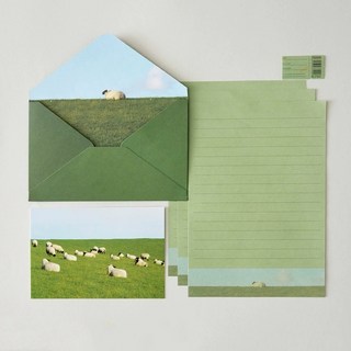 ONUL 포토그래피 편지지 + 엽서 세트, 그린그라스, 1세트