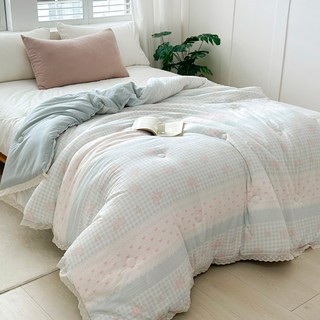 夢之語 韓版石墨烯雙層紗蕾絲雲朵被, 靜謐藍調