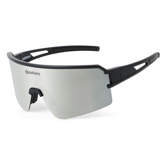 Oaklans 運動護目鏡 QX80, 黑色鏡框 + 銀色鏡面偏光