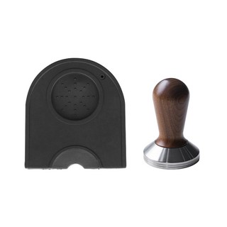 KALDIN 咖啡壓粉墊+胡桃木咖啡壓粉器 53mm組, 1組, 黑色(墊子)+玫瑰木