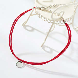 noid-b 女士銀色圓圈垂墜雙線彩色繩腳鍊+禮物包裝組合