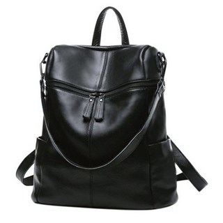 ADDEDIT 女款牛皮後背包, 黑色, 1個
