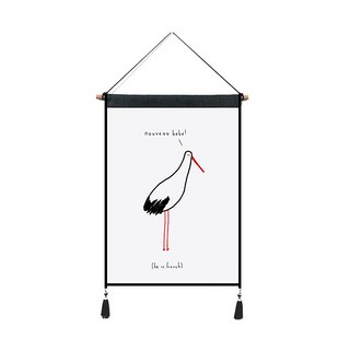 Winwin Company 動物插畫室內裝飾布掛畫 YT_RC305, 白鷺