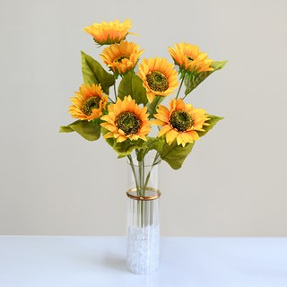 Garden in the City 仿真復古向日葵花束 7入, 混色, 7個