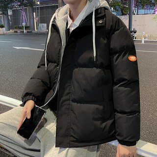 男款連帽假兩件鋪棉外套