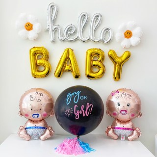 米米派對 性別揭曉 派對氣球 寶寶派對 派對用品 全套組, 混合色, 1套