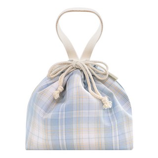 체크봉봉 보냉보온 도시락가방, 스카이, 1개