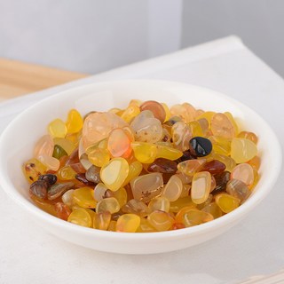 Dahaeyu 美麗水晶鵝卵石 7~9mm 黃瑪瑙, 1個