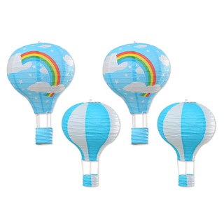 LivingDA 藍色系熱氣球裝飾燈籠組 (大型2入+小型2入), 1套, 藍色調