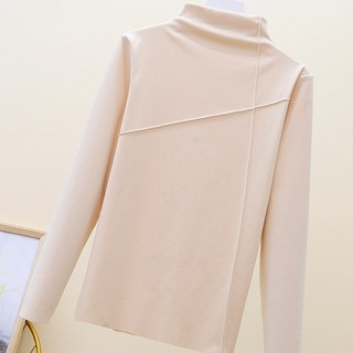 Andaromi 女款日常高領亮點剪裁長袖T恤