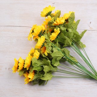 Gakkujio 人造9頭向日葵花束 3入, 混合色, 3個