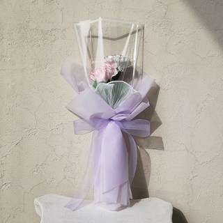 아스파시아 조화 정화 카네이션 모조진주 꽃다발 + 쇼핑백, 퍼플(조화), 1개