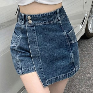 I'M MONG 女款 Yoko 高腰 A 字圍裹式丹寧褲裙