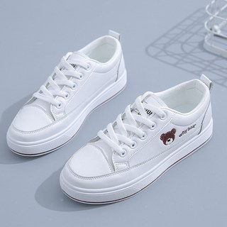 WinWin Company 可愛小熊刺繡增高白色運動鞋 YT_RC917