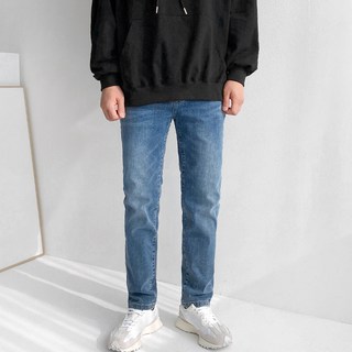 meosidda 男款四季優質水洗錐形牛仔褲