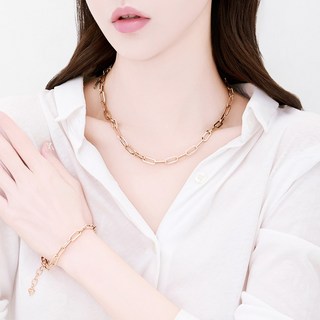 NOID-B 女性醫療鋼基本款迴紋針鍊項鍊手鍊組