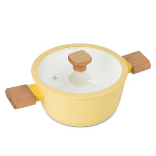 Sisaem 電磁爐陶瓷鍋具雙耳鍋, 1個, 20cm, 奶油色