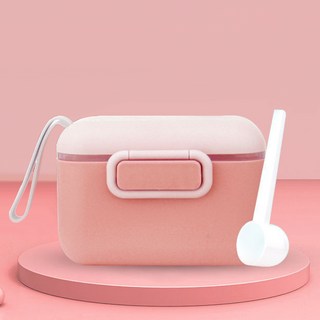 AHOYE 大容量便攜防潮分裝奶粉罐 附勺子, 櫻花粉, 1個