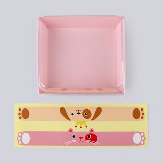 정사각 샌드 용기 연핑크 10p + 정사각 띠 스티커 10p 세트, 1세트