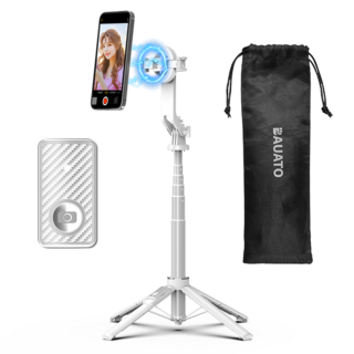바우아토 맥세이프 미니 초경량 광각 촬영 모드 원터치 블루투스 사각 지지 셀카봉 삼각대, 바우아토맥세이프삼각대, 화이트, 1개
