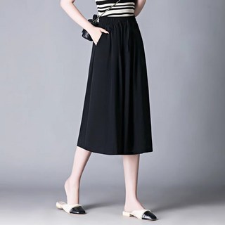 MarketA 女款飄逸喇叭鬆緊帶褲裙