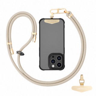 LEEU DESIGN 高質可調節金屬墊片編織手機掛繩, 卡其色, 1個