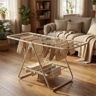 르엘 접이식 2단 미니 빨래건조대, 아이보리