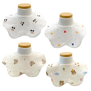 Luxurybaby 6層紗布圍兜 花朵D款4入組, 4件, 1組, D款 黑櫻桃 + 愛心熊 + 彩色圓點 + 林中熊