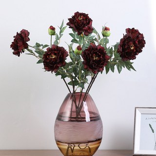 人造牡丹花室內裝飾 YT_RC044 4入, 紫色, 4個