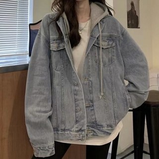 PEONIST 女款連帽層次感丹寧牛仔夾克