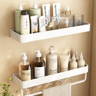 인뮤즈 탈부착 무타공 일자 욕실 선반 수건걸이형, 화이트, 1개