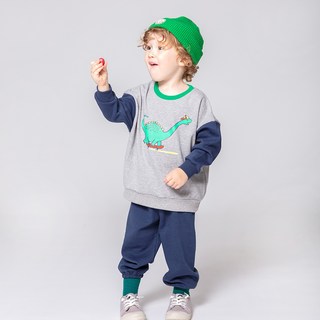 KIDSCOMO 童款恐龍拼色長袖套裝