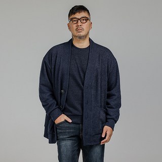 FiveXLarge 男士大尺碼基本款針織寬鬆版口袋開襟衫