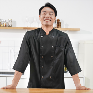 ChefBruno 按扣七分袖廚師服