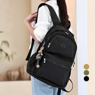 lulubag 女款 Timer 三用大容量防水旅行後背包 + 配件組合, 黑色 + 隨機配件