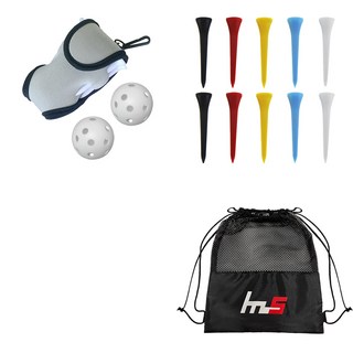 NAYASTYLE 高爾夫球袋 + 塑膠高爾夫標準球釘 10入 + 袋子組合 GFYP-134-1+167-2PU, 混色