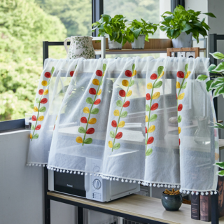 Lillypick 雪紡遮光簾 門簾 短窗簾, 斑斕