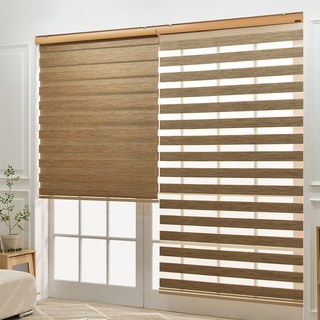 ARACNE 木紋風複合式百葉窗 捲簾 客廳款