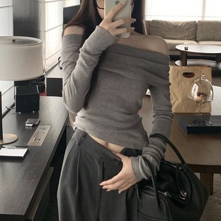 TheSirup 女款修身柔軟露肩針織上衣
