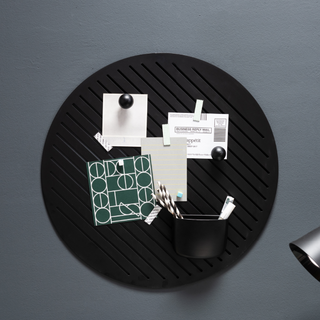 리바트 프레일 원형 스틸메모보드 블랙 방문설치, 1개