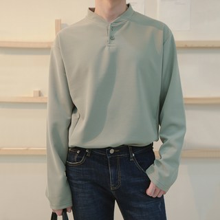 男士簡約亨利領長袖T恤 T2574